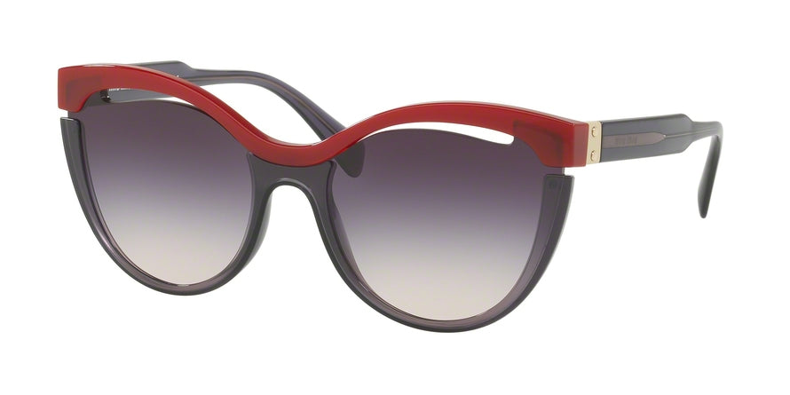Miu Miu CORE COLLECTION MU01TS Irregular Sunglasses  7J8NJ0-BORDEAUX/TRANSPARENT LILAC 36-135-140 - Color Map bordeaux
