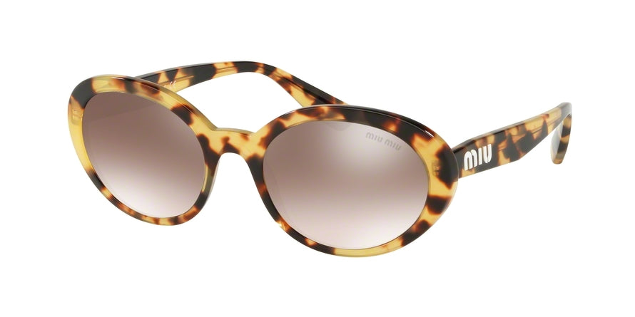 Miu Miu CORE COLLECTION MU01US Oval Sunglasses  7S0QZ9-LIGHT HAVANA 53-19-140 - Color Map havana