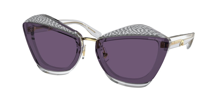 Miu Miu MU01XS Butterfly Sunglasses  01O6O2-TRANSPARENT GREY 67-15-140 - Color Map grey