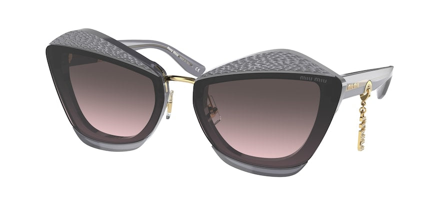Miu Miu MU01XS Butterfly Sunglasses  02O146-DARK GREY TRANSPARENT 67-15-140 - Color Map grey