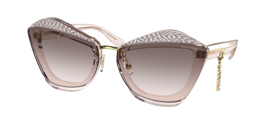 Miu Miu MU01XS Butterfly Sunglasses  09N4K0-LIGHT BROWN TRANSPARENT 67-15-140 - Color Map light brown