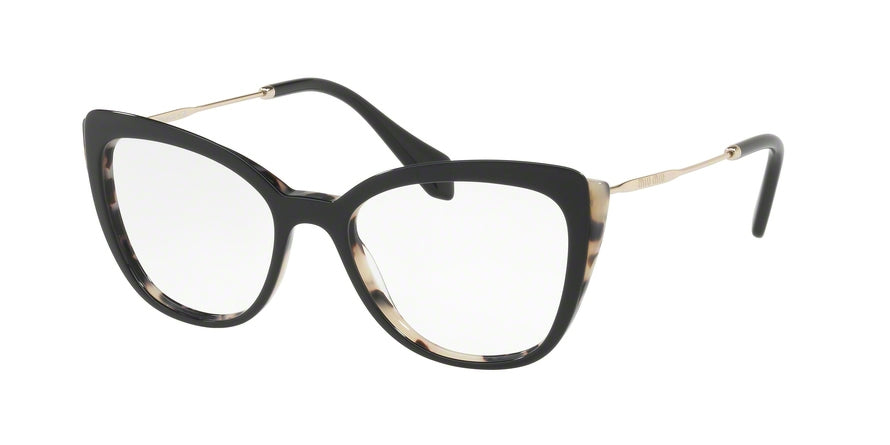 Miu Miu MU02QVA Butterfly Eyeglasses  ROK1O1-WHITE HAVANA/TOP BLACK 53-17-140 - Color Map black