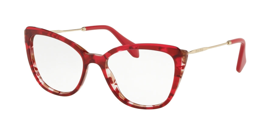 Miu Miu CORE COLLECTION MU02QV Butterfly Eyeglasses  1101O1-RASPBERRY HAVANA/COCOA/RASP TR 53-17-140 - Color Map havana