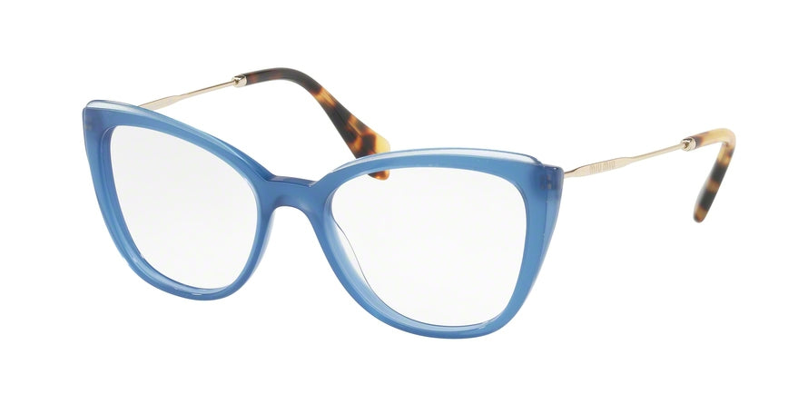 Miu Miu CORE COLLECTION MU02QV Butterfly Eyeglasses  VYC1O1-BLUE/TOP TRANSPARENT BLUE 53-17-140 - Color Map blue