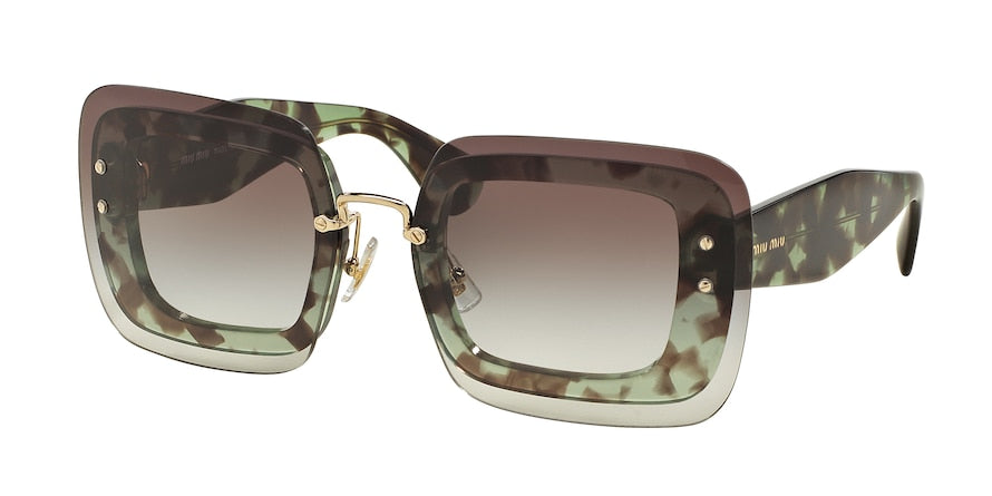 Miu Miu MU02RS Square Sunglasses  UAG0A7-GREEN HAVANA 67-17-140 - Color Map havana