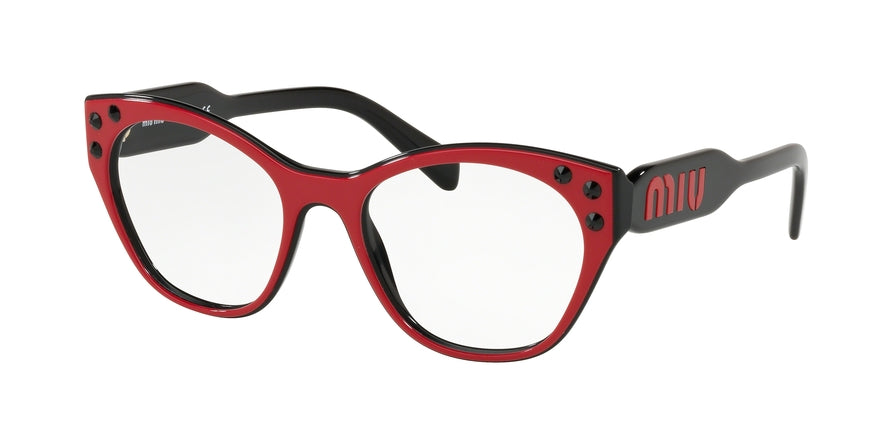 Miu Miu MU02RVA Square Eyeglasses  1051O1-TOP RASPBERRY ON BLACK 52-18-140 - Color Map pink