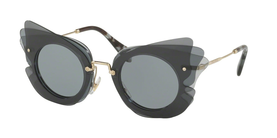 Miu Miu MU02SS Irregular Sunglasses  VA43C2-DARK GREY/LIGHT GREY 63-16-140 - Color Map grey