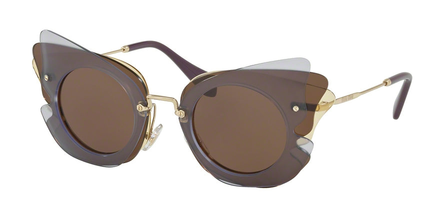 Miu Miu MU02SS Irregular Sunglasses  VA68C1-LILAC/YELLOW 63-16-140 - Color Map brown