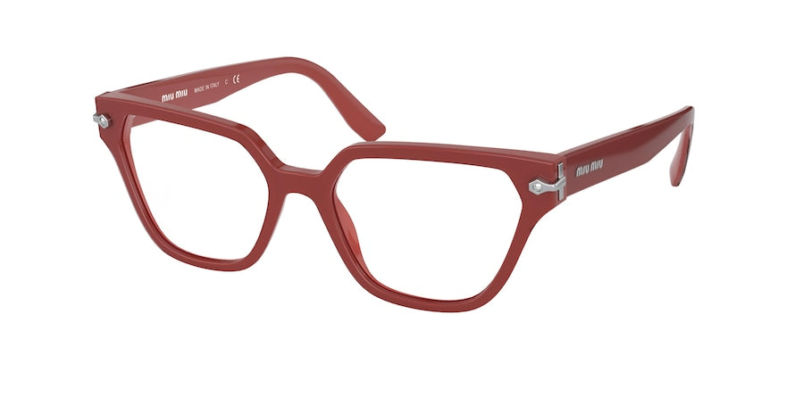 Miu Miu MU02TV Irregular Eyeglasses  05F1O1-DARK PINK/CRYSTAL 52-17-140 - Color Map purple/reddish