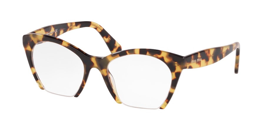 Miu Miu CORE COLLECTION MU03QV Irregular Eyeglasses  7S01O1-LIGHT HAVANA 51-19-140 - Color Map havana