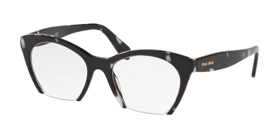 Miu Miu CORE COLLECTION MU03QV Irregular Eyeglasses  PC71O1-HAVANA WHITE BLACK 51-19-140 - Color Map havana