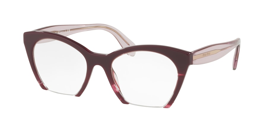 Miu Miu CORE COLLECTION MU03QV Irregular Eyeglasses  Q041O1-VIOLET/TRANSPARENT 51-19-140 - Color Map violet