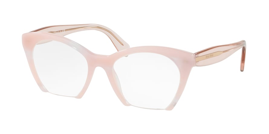 Miu Miu CORE COLLECTION MU03QV Irregular Eyeglasses  SQT1O1-PINK/TRANSPARENT 49-19-140 - Color Map pink