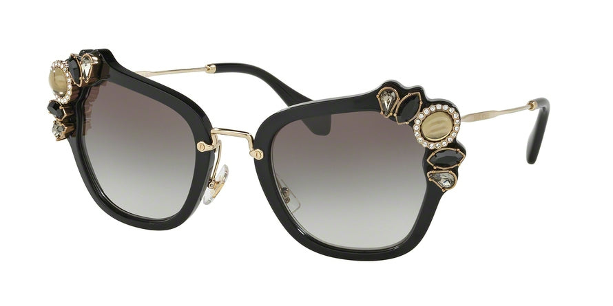 Miu Miu SPECIAL PROJECT MU03SS Irregular Sunglasses  1AB0A7-BLACK 51-24-140 - Color Map black