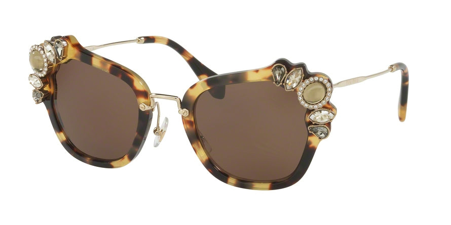 Miu Miu SPECIAL PROJECT MU03SS Irregular Sunglasses  7S08C1-LIGHT HAVANA 51-24-140 - Color Map havana