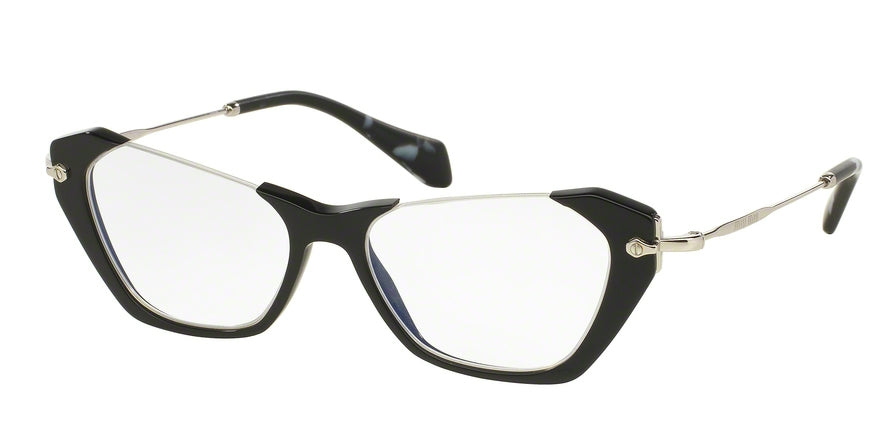 Miu Miu MU04OV Irregular Eyeglasses  1AB1O1-BLACK 52-17-140 - Color Map black