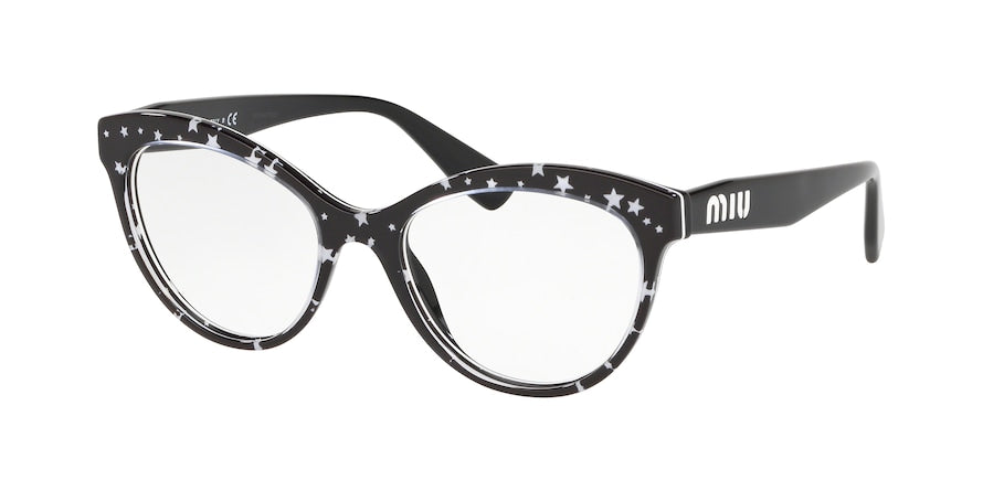Miu Miu CORE COLLECTION MU04RV Phantos Eyeglasses  1381O1-BLACK/WHITE STARS 53-17-145 - Color Map black