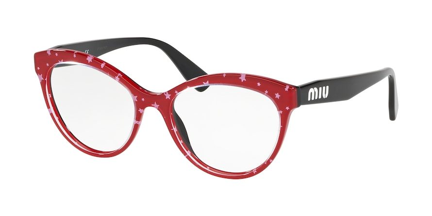 Miu Miu CORE COLLECTION MU04RV Phantos Eyeglasses  1401O1-BLACK TOP RED/WHITE STARS 53-17-145 - Color Map red