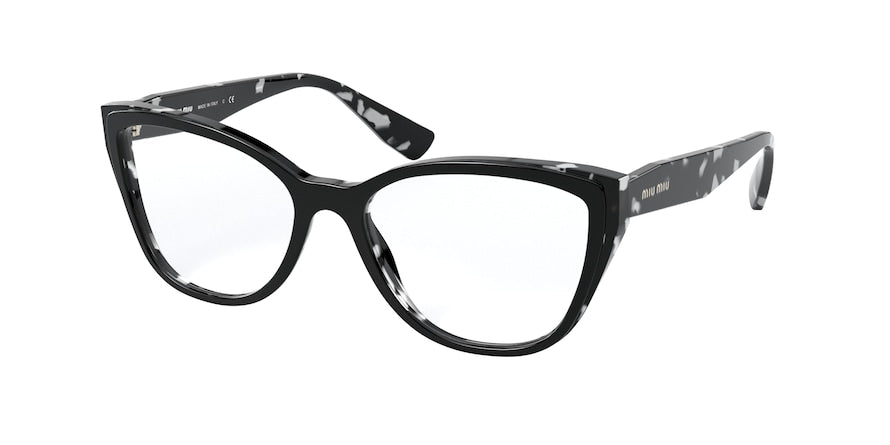 Miu Miu MU04SVA Pillow Eyeglasses  06E1O1-HAVANA BLACK WHITE TOP BLACK 54-17-140 - Color Map black