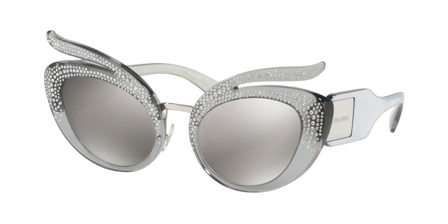 Miu Miu MU04TS Irregular Sunglasses  54Z139-TRANSPARENT LIGHT GREY 53-23-140 - Color Map grey