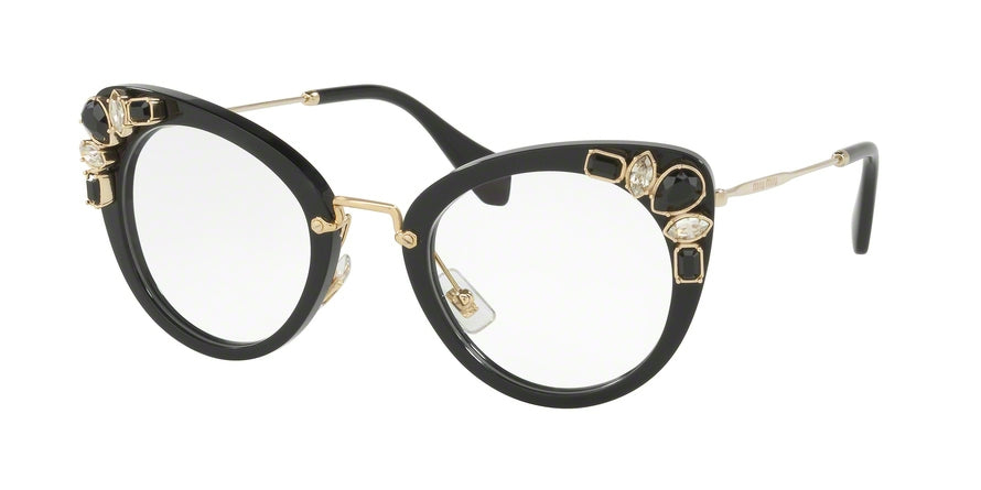 Miu Miu MU05PV Cat Eye Eyeglasses  1AB1O1-BLACK 50-24-140 - Color Map black