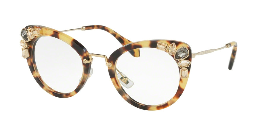 Miu Miu MU05PV Cat Eye Eyeglasses  7S01O1-LIGHT HAVANA 50-24-140 - Color Map havana