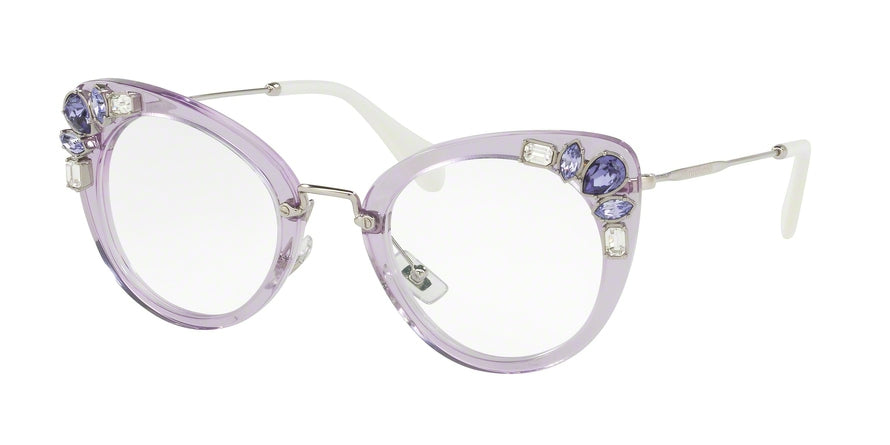 Miu Miu MU05PV Cat Eye Eyeglasses  U691O1-TRANSPERENT LILAC 50-24-140 - Color Map violet