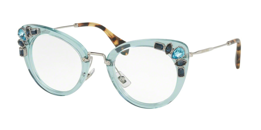 Miu Miu MU05PV Cat Eye Eyeglasses  VAA1O1-TRANSPARENT AZURE 50-24-140 - Color Map light blue