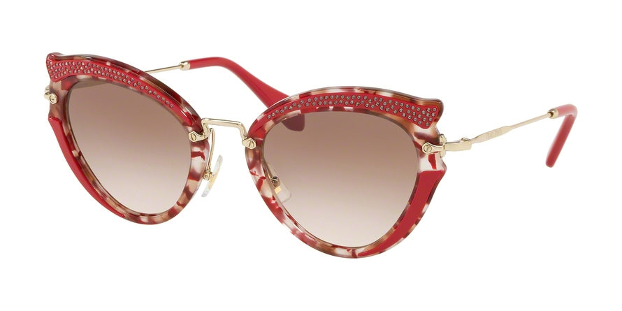 Miu Miu CORE COLLECTION MU05SS Cat Eye Sunglasses  K6G0A6-RASPBERRY HAVANA/BROWN 52-23-140 - Color Map havana