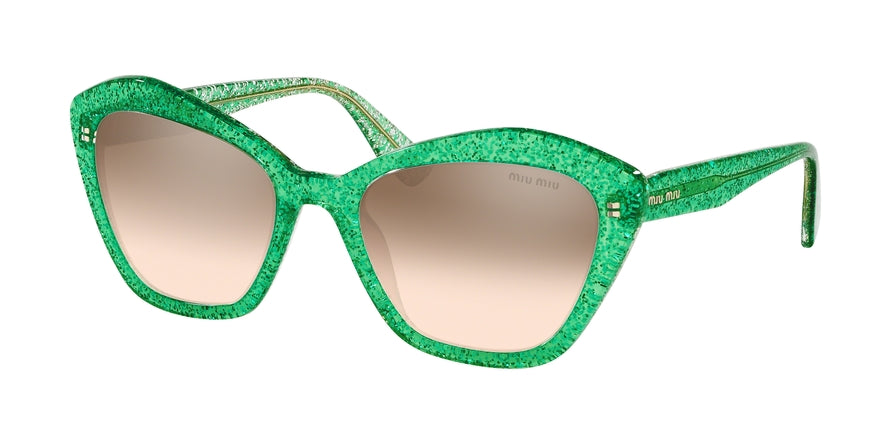 Miu Miu CORE COLLECTION MU05US Irregular Sunglasses  144QZ9-GLITTER GREEN 55-20-140 - Color Map green