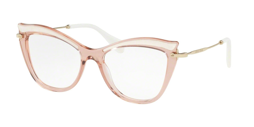 Miu Miu MU06PVA Cat Eye Eyeglasses  VH01O1-TRANSPARENT PINK 53-17-140 - Color Map pink