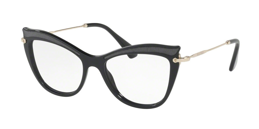 Miu Miu MU06PVA Cat Eye Eyeglasses  VIE1O1-BLACK 53-17-140 - Color Map black