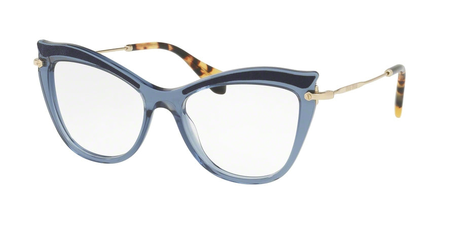 Miu Miu CORE COLLECTION MU06PV Cat Eye Eyeglasses  VIG1O1-TRANSPARENT BLUE 53-17-140 - Color Map blue