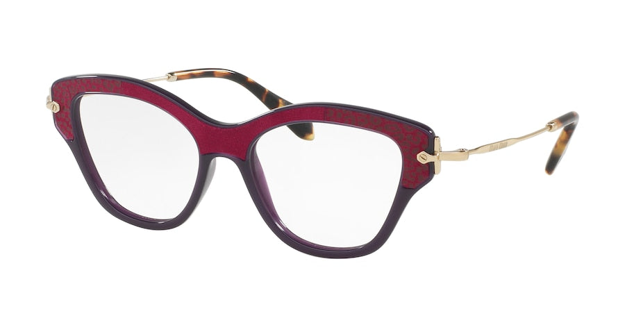 Miu Miu MU07OV Square Eyeglasses  U6A1O1-DARK VIOLET 52-17-140 - Color Map red