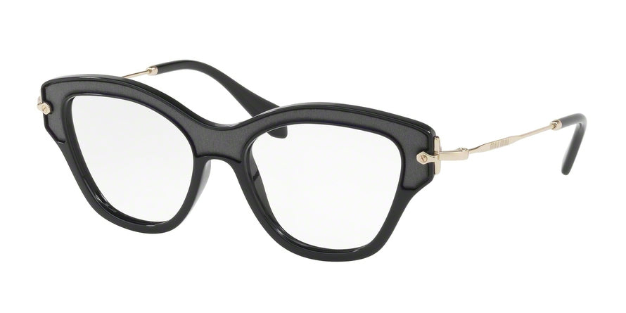 Miu Miu MU07OV Square Eyeglasses  VIE1O1-BLACK 52-17-140 - Color Map black
