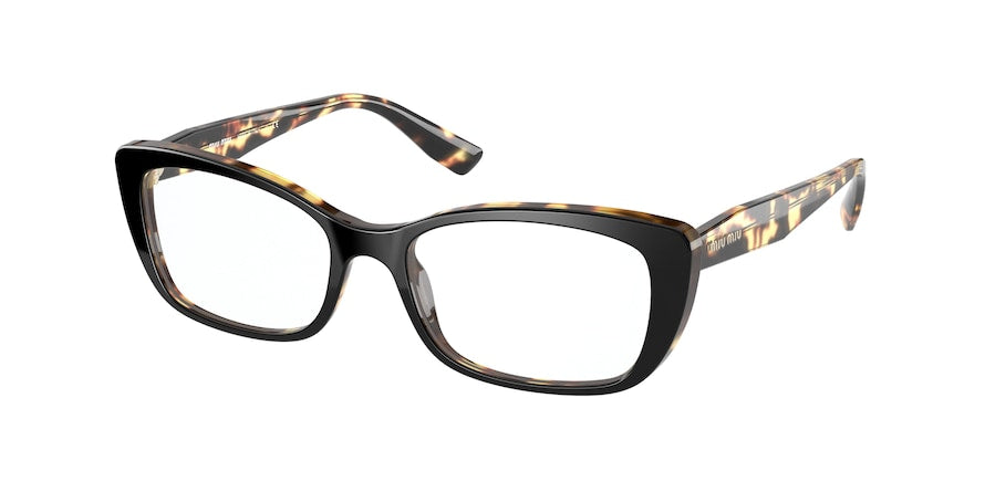 Miu Miu MU07TVA Rectangle Eyeglasses  3891O1-LIGHT HAVANA/TOP BLACK 53-17-140 - Color Map black