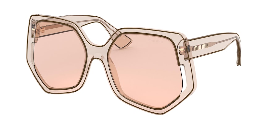 Miu Miu MU07VS Irregular Sunglasses  06D3D2-TRANSPARENT BEIGE 55-18-145 - Color Map light brown
