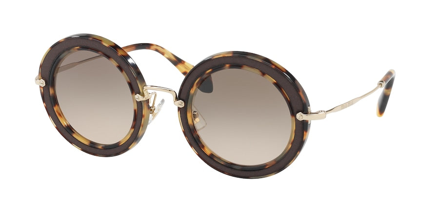 Miu Miu CORE COLLECTION MU08RS Round Sunglasses  VIF3D0-LIGHT HAVANA 49-28-140 - Color Map havana