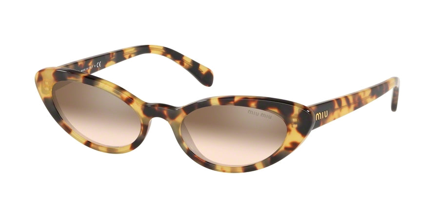 Miu Miu MU09USA Cat Eye Sunglasses  7S0QZ9-LIGHT HAVANA 53-19-140 - Color Map havana
