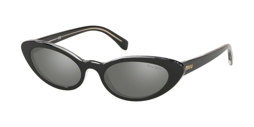 Miu Miu CORE COLLECTION MU09US Cat Eye Sunglasses  2AF175-TOP BLACK ON TRANSPARENT 53-19-140 - Color Map black