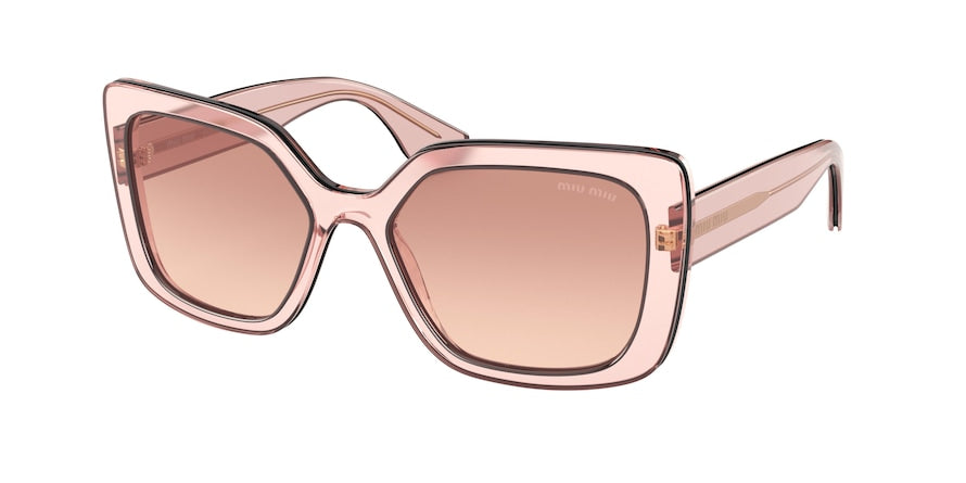 Miu Miu MU09VSA Rectangle Sunglasses  01I0A5-PINK TRANSPARENT 55-18-140 - Color Map pink