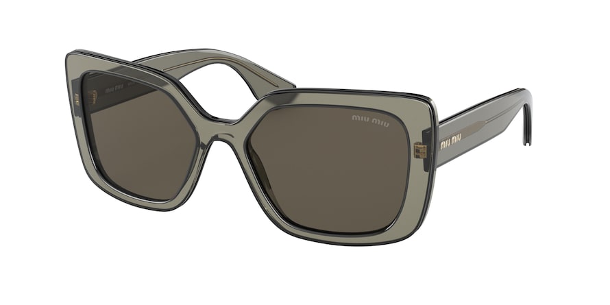 Miu Miu MU09VSA Rectangle Sunglasses  08H5S2-BLACK TRANSPARENT 55-18-140 - Color Map black