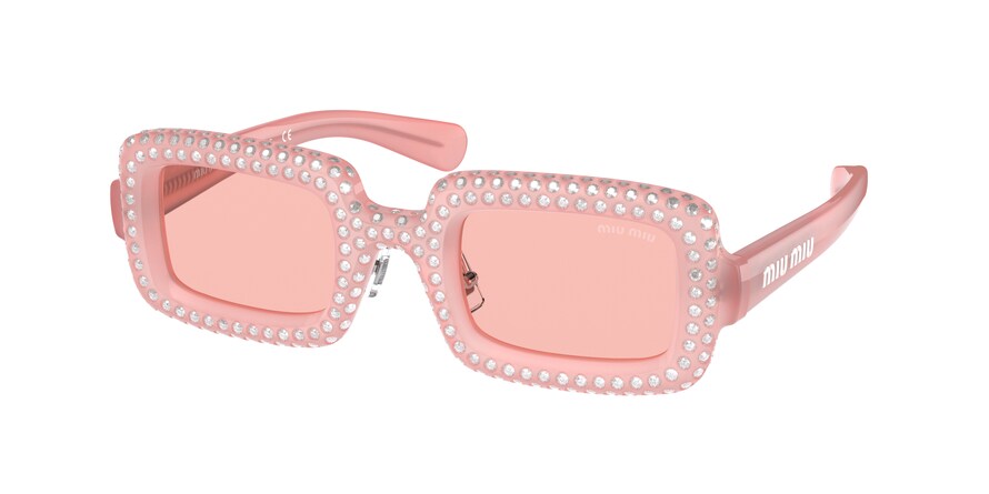 Miu Miu MU09XS Rectangle Sunglasses  05U4Q0-PINK OPAL 47-26-145 - Color Map pink