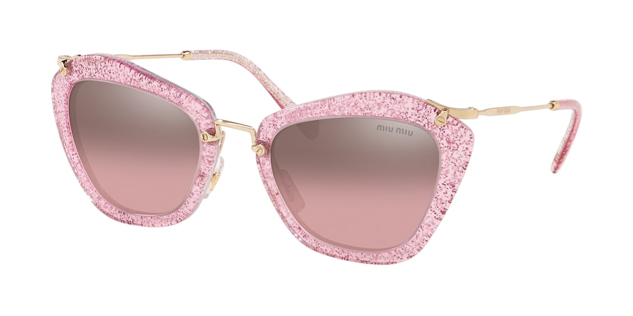 Miu Miu SPECIAL PROJECT MU10NS Cat Eye Sunglasses  1467L1-GLITTER PINK 55-24-140 - Color Map pink