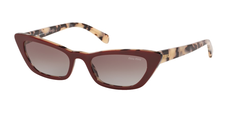 Miu Miu CORE COLLECTION MU10US Cat Eye Sunglasses  03E0A7-BEIGE HAVANA TOP BORDEAUX 53-19-140 - Color Map bordeaux