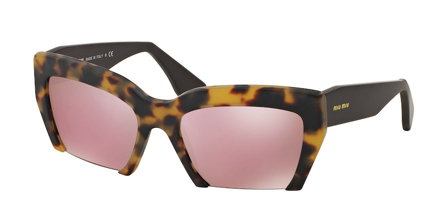 Miu Miu RASOIR MU11OS Irregular Sunglasses  HAN4M2-SAND LIGHT HAVANA 56-19-140 - Color Map havana