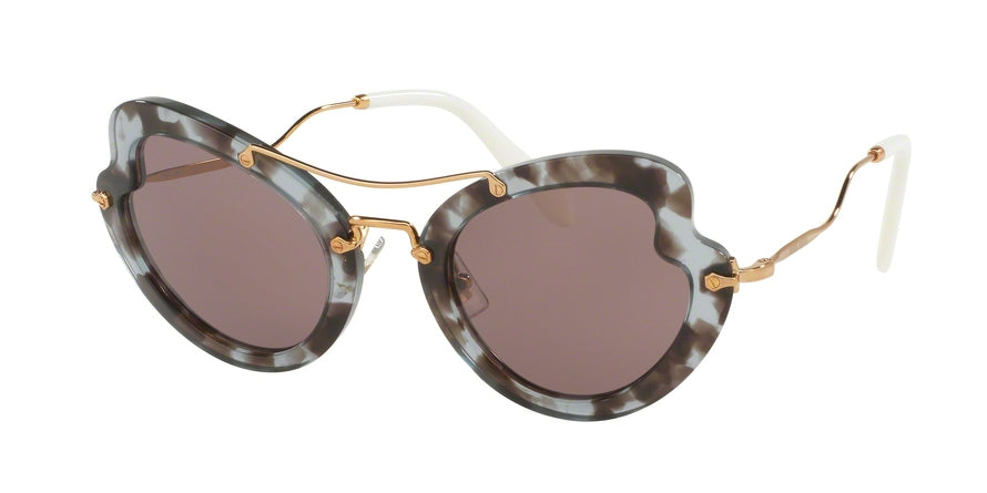 Miu Miu MU11RS Irregular Sunglasses  UAH6X1-LILAC HAVANA 52-26-145 - Color Map havana