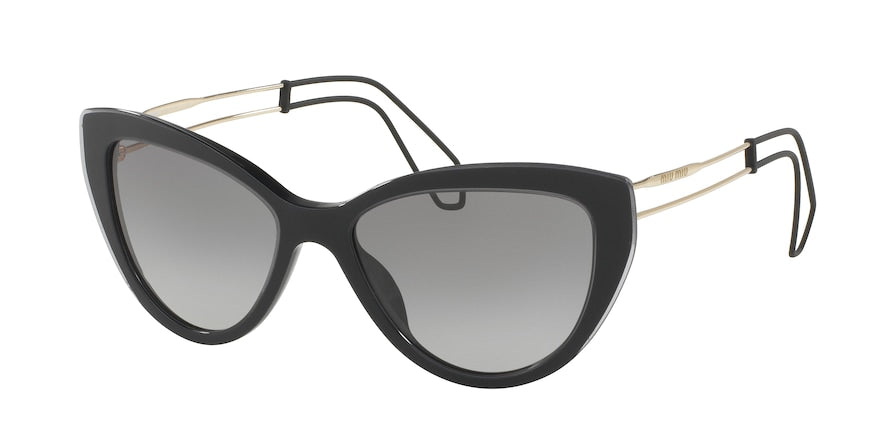 Miu Miu MU12RSA Cat Eye Sunglasses  U6F3M1-BLACK/GREY TRANSPARENT 55-17-145 - Color Map black