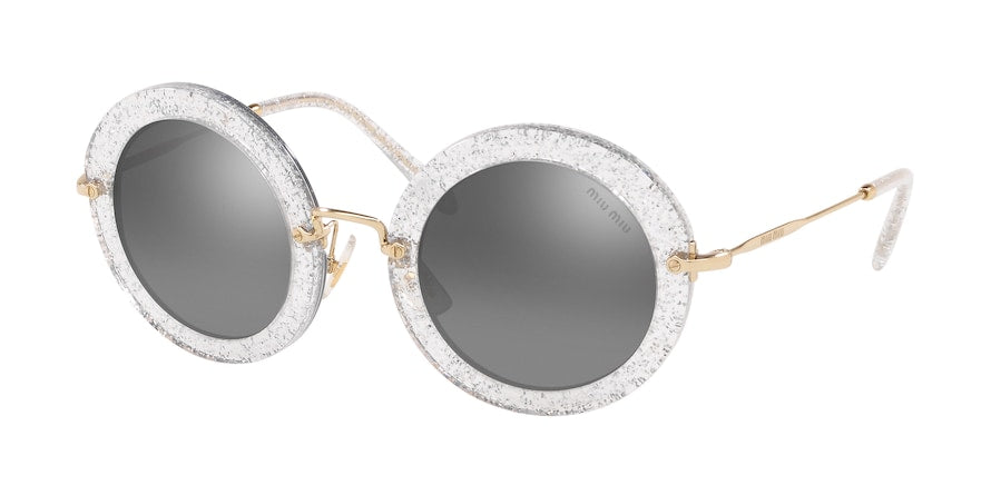 Miu Miu SPECIAL PROJECT MU13NS Round Sunglasses  1481B0-GLITTER SILVER 49-26-140 - Color Map silver