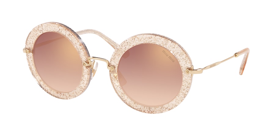 Miu Miu SPECIAL PROJECT MU13NS Round Sunglasses  155AD2-GLITTER GOLD 49-26-140 - Color Map gold